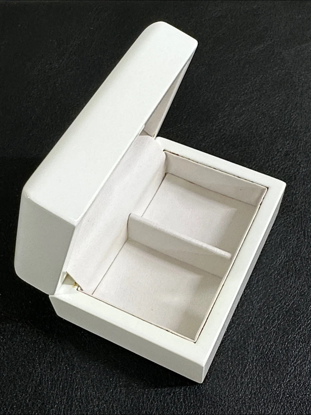 Premium White Lacquered Wooden Double Ring Box • Ring Bearer Box